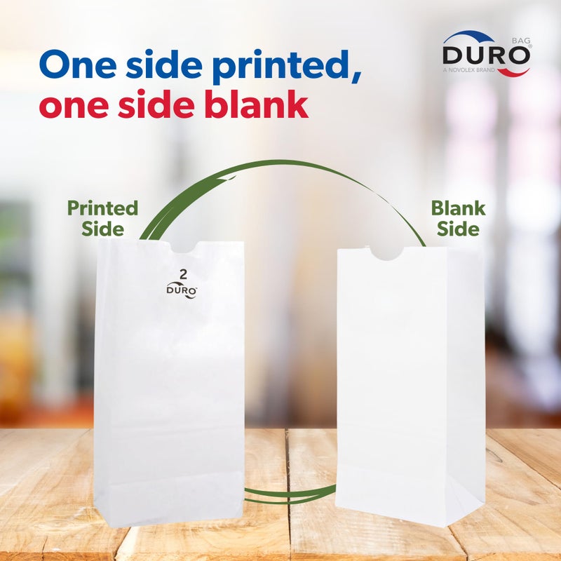 Duro 2# White Popcorn Bags 500-Count, Bulk Small White Paper Bags for Candy, Cookies, Snacks & Treats, Dubl Life SOS Paperbag - 4.31 x 2.43 x 7.87 Inches - Image 2